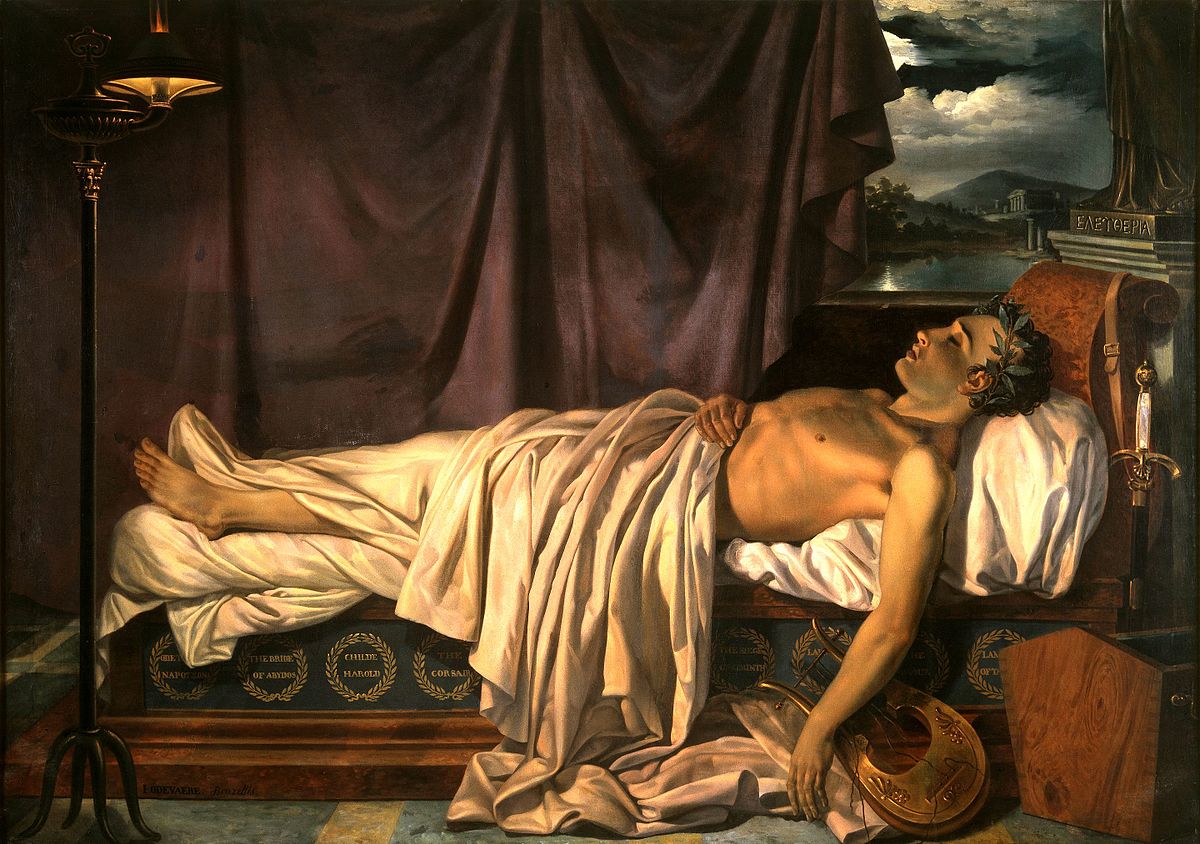 “Lord Byron on his Death-bed” by Joseph Denis Odevaere